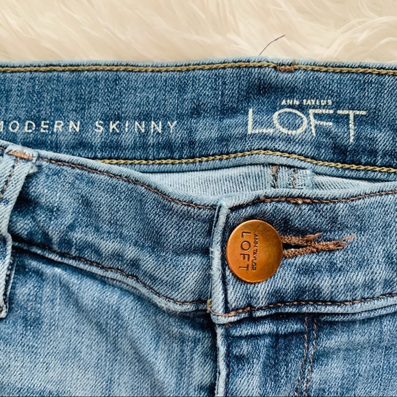 LOFT Modern Skinny Lightwash Distressed Jeans - Picture 2 of 4